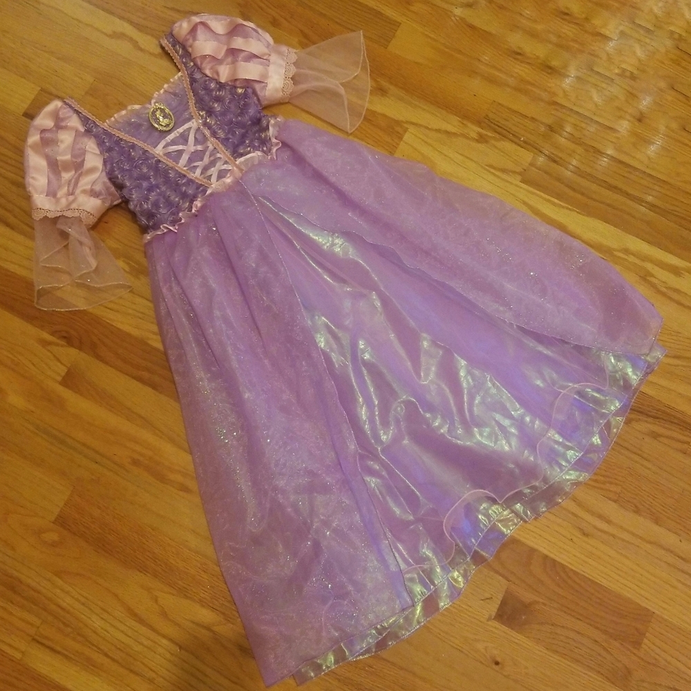 Disney Girls Rapunzel Costume Dress & Braid 7/8